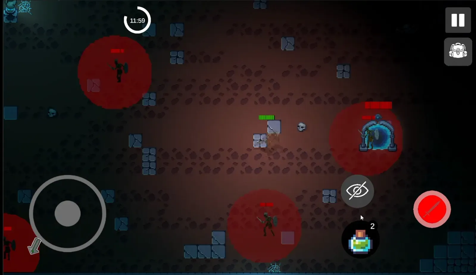 Destroy the spawners to stop new enemies from appearing