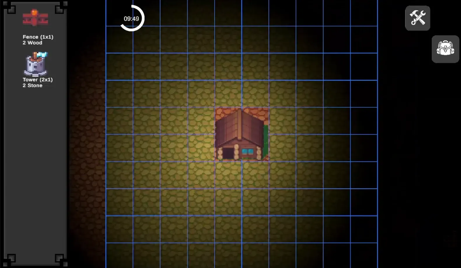 Spend collected resources to build fences and towers