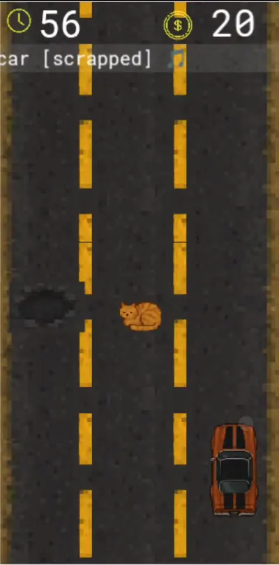Dodge obstacles on the road while the track plays