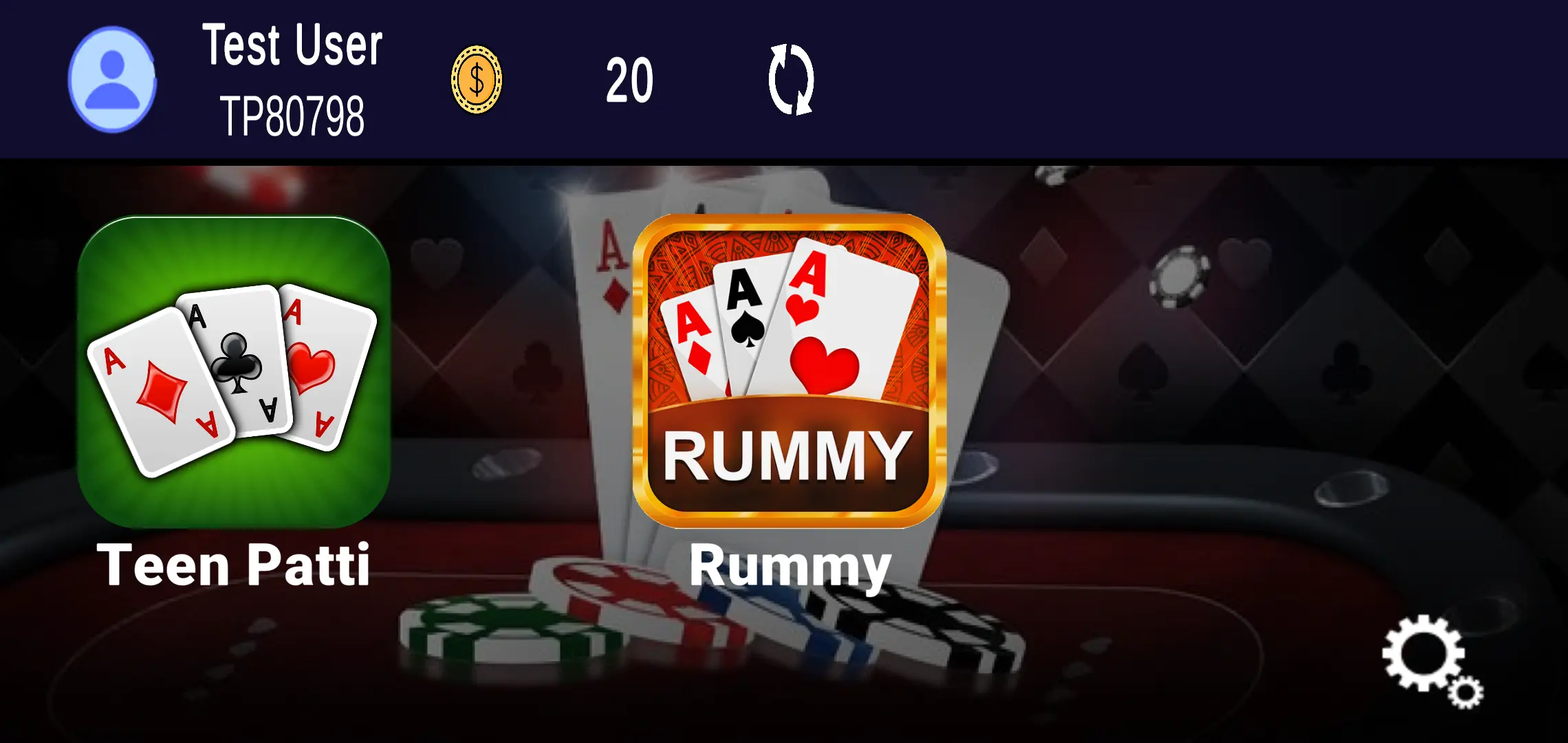 A simple hub to jump into Teen Patti or Rummy